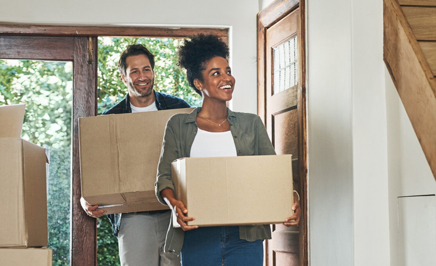 Family moving into a home